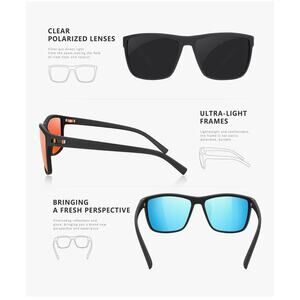 TurboPep-3 PK-Square Polarized Sunglasses Lightweight, UV Protectection